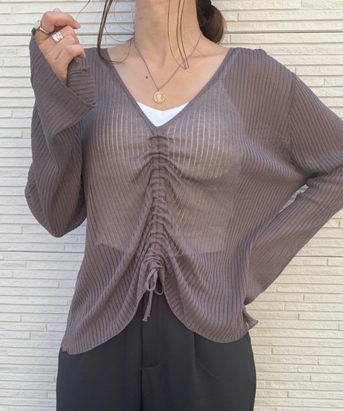 CLEA(クレア)の「ドロストシアーニット(ニット/セーター・レディース・ブラック/ベージュ/グレイッシュベージュ/ホワイト・FREE)」の4枚目の写真