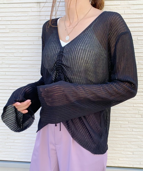 CLEA(クレア)の「ドロストシアーニット(ニット/セーター・レディース・ブラック/ベージュ/グレイッシュベージュ/ホワイト・FREE)」の8枚目の写真