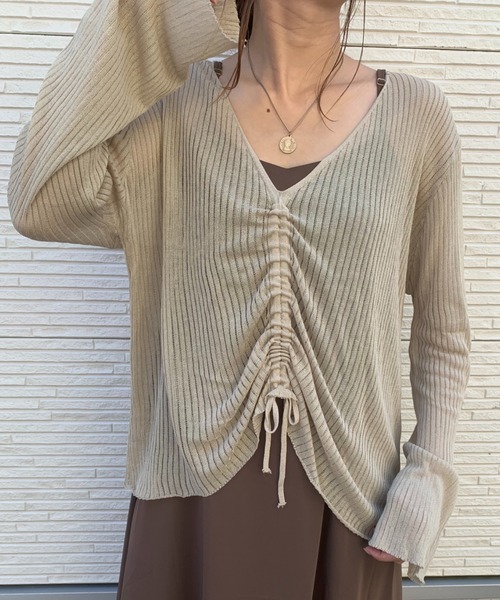CLEA(クレア)の「ドロストシアーニット(ニット/セーター・レディース・ブラック/ベージュ/グレイッシュベージュ/ホワイト・FREE)」の12枚目の写真