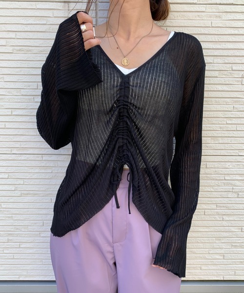CLEA(クレア)の「ドロストシアーニット(ニット/セーター・レディース・ブラック/ベージュ/グレイッシュベージュ/ホワイト・FREE)」の7枚目の写真