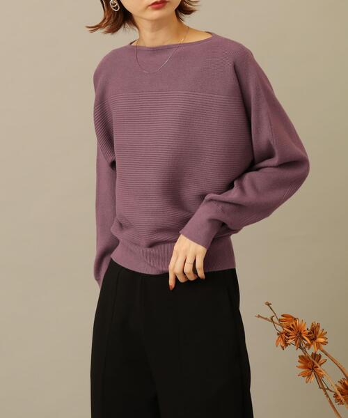 SENSE OF PLACE by URBAN RESEARCH（センスオブプレイスバイアーバンリサーチ）の「ストレッチボートネックドルマンセーター（ニット/セーター・レディース・アイボリー/ライトカーキ/ブラック/パープル/ブルー・FREE）」の5枚目の写真