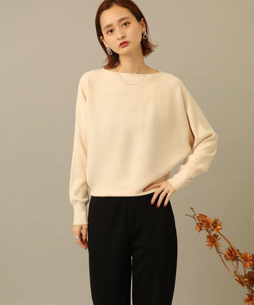 SENSE OF PLACE by URBAN RESEARCH（センスオブプレイスバイアーバンリサーチ）の「ストレッチボートネックドルマンセーター（ニット/セーター・レディース・アイボリー/ライトカーキ/ブラック/パープル/ブルー・FREE）」の9枚目の写真