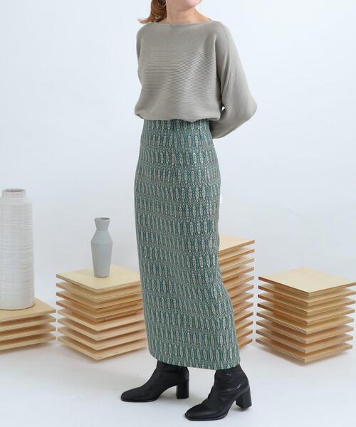 SENSE OF PLACE by URBAN RESEARCH（センスオブプレイスバイアーバンリサーチ）の「ストレッチボートネックドルマンセーター（ニット/セーター・レディース・アイボリー/ライトカーキ/ブラック/パープル/ブルー・FREE）」の12枚目の写真