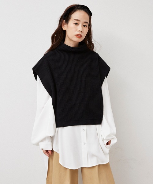 Libra Cue（リブラ キュー）の「2020AW / ワイドスリーブニットベスト（ベスト・レディース・ブラック/ベージュ・FREE）」の2枚目の写真