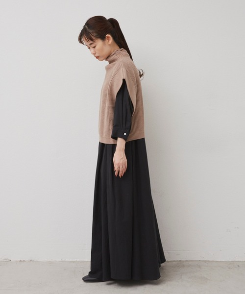 Libra Cue（リブラ キュー）の「2020AW / ワイドスリーブニットベスト（ベスト・レディース・ブラック/ベージュ・FREE）」の4枚目の写真