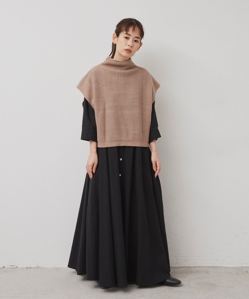 Libra Cue（リブラ キュー）の「2020AW / ワイドスリーブニットベスト（ベスト・レディース・ブラック/ベージュ・FREE）」の12枚目の写真