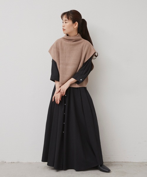 Libra Cue（リブラ キュー）の「2020AW / ワイドスリーブニットベスト（ベスト・レディース・ブラック/ベージュ・FREE）」の14枚目の写真