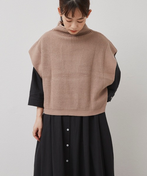 Libra Cue（リブラ キュー）の「2020AW / ワイドスリーブニットベスト（ベスト・レディース・ブラック/ベージュ・FREE）」の13枚目の写真