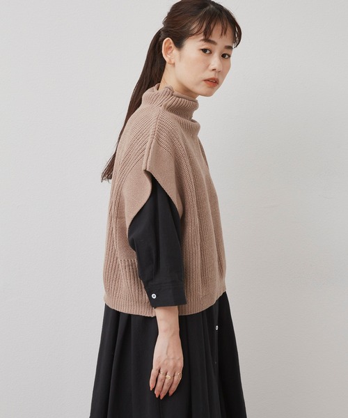 Libra Cue（リブラ キュー）の「2020AW / ワイドスリーブニットベスト（ベスト・レディース・ブラック/ベージュ・FREE）」の21枚目の写真