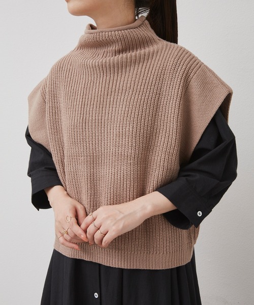 Libra Cue（リブラ キュー）の「2020AW / ワイドスリーブニットベスト（ベスト・レディース・ブラック/ベージュ・FREE）」の19枚目の写真