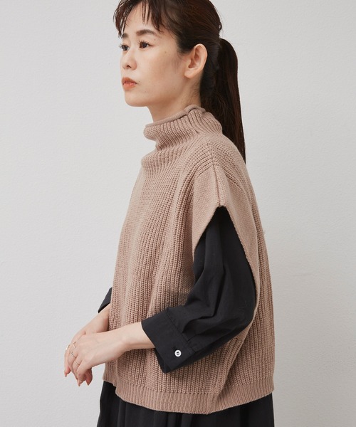 Libra Cue（リブラ キュー）の「2020AW / ワイドスリーブニットベスト（ベスト・レディース・ブラック/ベージュ・FREE）」の17枚目の写真