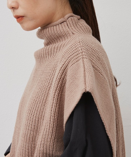 Libra Cue（リブラ キュー）の「2020AW / ワイドスリーブニットベスト（ベスト・レディース・ブラック/ベージュ・FREE）」の8枚目の写真