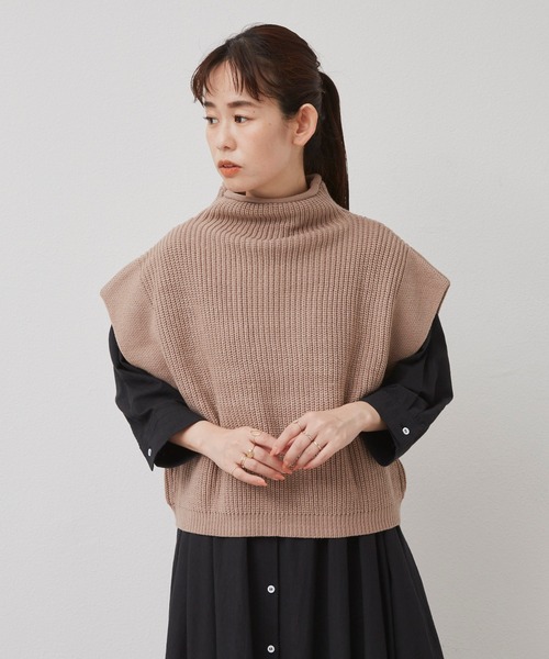 Libra Cue（リブラ キュー）の「2020AW / ワイドスリーブニットベスト（ベスト・レディース・ブラック/ベージュ・FREE）」の18枚目の写真