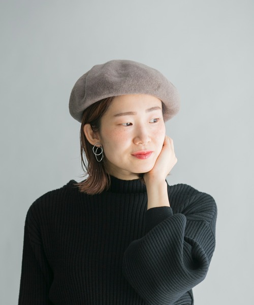 prose verse（プロズヴェール）の「マッチウールシンプルベレー帽（ハンチング/ベレー帽・レディース・ライトグレー/ブラック/グレイッシュベージュ・ﾌﾘ-）」の3枚目の写真