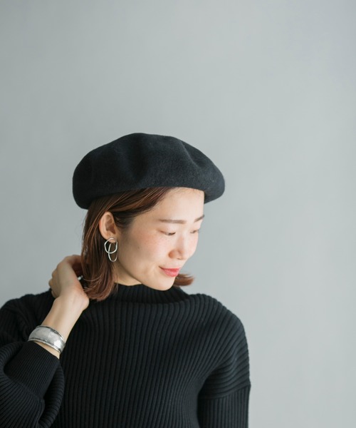 prose verse（プロズヴェール）の「マッチウールシンプルベレー帽（ハンチング/ベレー帽・レディース・ライトグレー/ブラック/グレイッシュベージュ・ﾌﾘ-）」の2枚目の写真