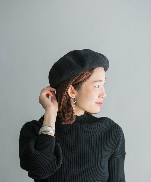 prose verse（プロズヴェール）の「マッチウールシンプルベレー帽（ハンチング/ベレー帽・レディース・ライトグレー/ブラック/グレイッシュベージュ・ﾌﾘ-）」の14枚目の写真