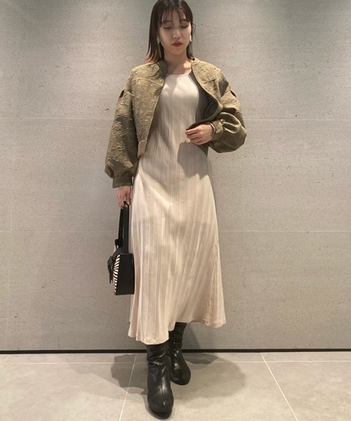 LILY BROWN（リリーブラウン）の「リラックスリブワンピース（ワンピース・レディース・アイボリー/グレー/グリーン・FREE）」の5枚目の写真