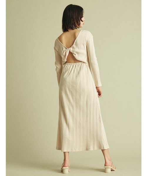 LILY BROWN（リリーブラウン）の「リラックスリブワンピース（ワンピース・レディース・アイボリー/グレー/グリーン・FREE）」の4枚目の写真