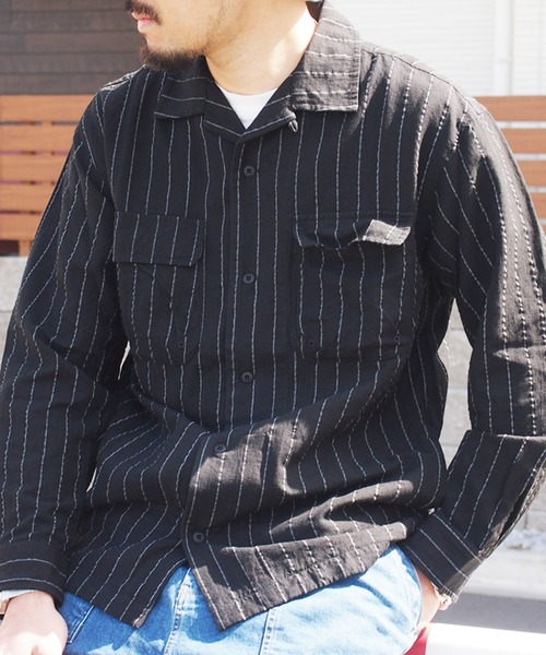 grn（ジーアールエヌ）の「◇RAYONMIXLOOSESHIRT ｺｯﾄﾝ×ﾘﾈﾝ×ﾚｰﾖﾝﾋﾞｯｸｼﾙｴｯﾄｵｰﾊﾞｰｼｬﾂ（シャツ/ブラウス・メンズ・ホワイト/ブラック/ベージュ/ブルー/グリーン・M/L）」の3枚目の写真