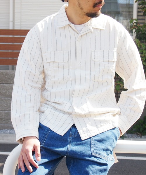 grn（ジーアールエヌ）の「◇RAYONMIXLOOSESHIRT ｺｯﾄﾝ×ﾘﾈﾝ×ﾚｰﾖﾝﾋﾞｯｸｼﾙｴｯﾄｵｰﾊﾞｰｼｬﾂ（シャツ/ブラウス・メンズ・ホワイト/ブラック/ベージュ/ブルー/グリーン・M/L）」の7枚目の写真