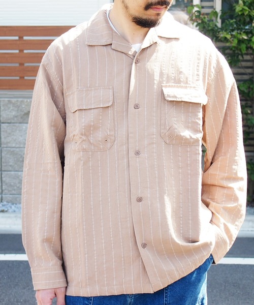 grn（ジーアールエヌ）の「◇RAYONMIXLOOSESHIRT ｺｯﾄﾝ×ﾘﾈﾝ×ﾚｰﾖﾝﾋﾞｯｸｼﾙｴｯﾄｵｰﾊﾞｰｼｬﾂ（シャツ/ブラウス・メンズ・ホワイト/ブラック/ベージュ/ブルー/グリーン・M/L）」の8枚目の写真