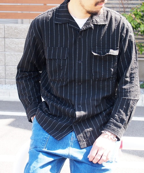 grn（ジーアールエヌ）の「◇RAYONMIXLOOSESHIRT ｺｯﾄﾝ×ﾘﾈﾝ×ﾚｰﾖﾝﾋﾞｯｸｼﾙｴｯﾄｵｰﾊﾞｰｼｬﾂ（シャツ/ブラウス・メンズ・ホワイト/ブラック/ベージュ/ブルー/グリーン・M/L）」の10枚目の写真