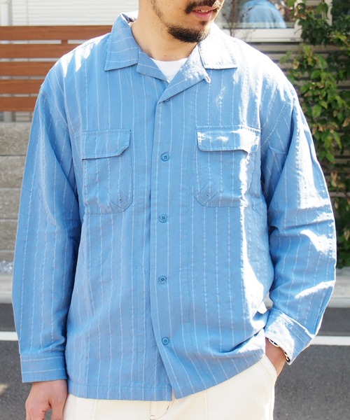 grn（ジーアールエヌ）の「◇RAYONMIXLOOSESHIRT ｺｯﾄﾝ×ﾘﾈﾝ×ﾚｰﾖﾝﾋﾞｯｸｼﾙｴｯﾄｵｰﾊﾞｰｼｬﾂ（シャツ/ブラウス・メンズ・ホワイト/ブラック/ベージュ/ブルー/グリーン・M/L）」の12枚目の写真