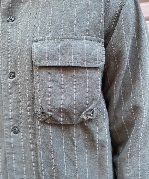 grn（ジーアールエヌ）の「◇RAYONMIXLOOSESHIRT ｺｯﾄﾝ×ﾘﾈﾝ×ﾚｰﾖﾝﾋﾞｯｸｼﾙｴｯﾄｵｰﾊﾞｰｼｬﾂ（シャツ/ブラウス・メンズ・ホワイト/ブラック/ベージュ/ブルー/グリーン・M/L）」の15枚目の写真