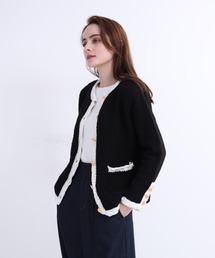 美品 22SS CADUNEカデュネ ノーカラーニットジャケット
