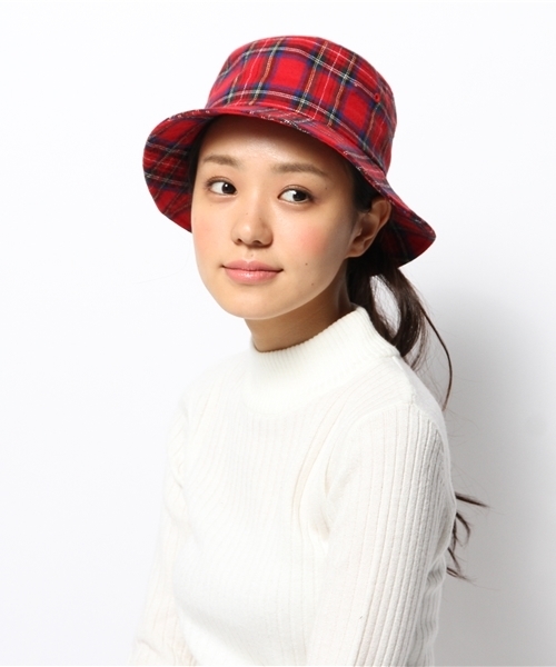 WEGO(ウィゴー)の「WEGO/チェックバケットハット(ハット・レディース・ネイビー/レッド・FREE)」の5枚目の写真