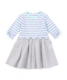 KP（ケーピー）の「天竺ボーダーと綿スクエアのウエスト切替えワンピース(100-130cm)（ワンピース・キッズ）」
