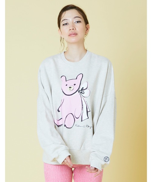 Little sunny bite（リトルサニーバイト）の「ogura akane x little sunny bite Bear sweat top（スウェット・レディース・ホワイト/オレンジ/キナリ・FREE）」の3枚目の写真