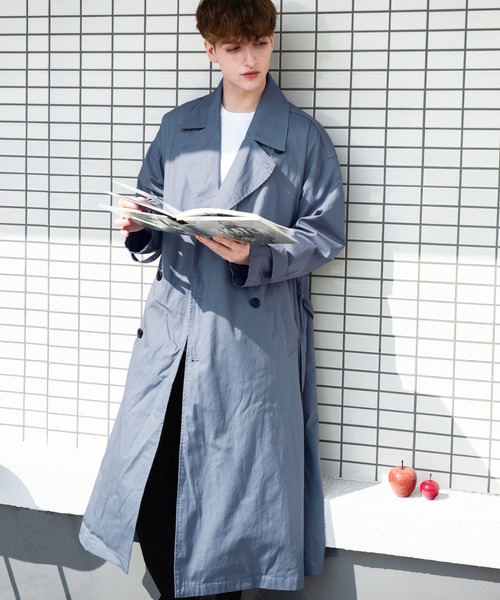 ８(eight)（エイト）の「オーバーサイズトレンチコート（トレンチコート・メンズ・ブラック/ベージュ/ブルーグレー/ブラウン系その他/カーキ/オフホワイト・MEDIUM/LARGE）」の4枚目の写真