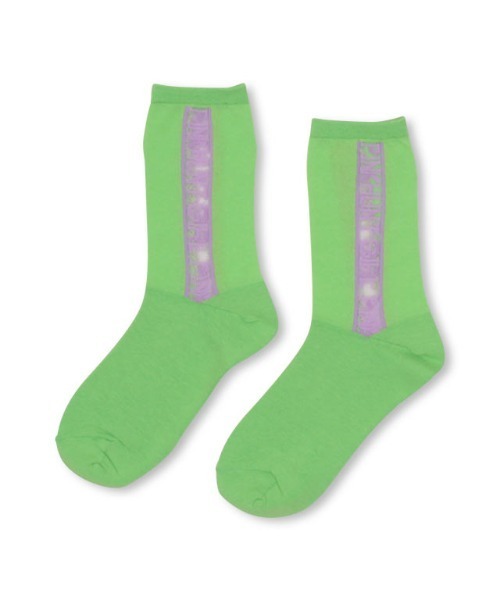 PINKHUNT（ピンクハント）の「PINKHUNT シースルーロゴソックス 5074（ソックス/靴下・キッズ・ブラック/パープル/グリーン系その他2・21-24/17-20.5cm）」の9枚目の写真