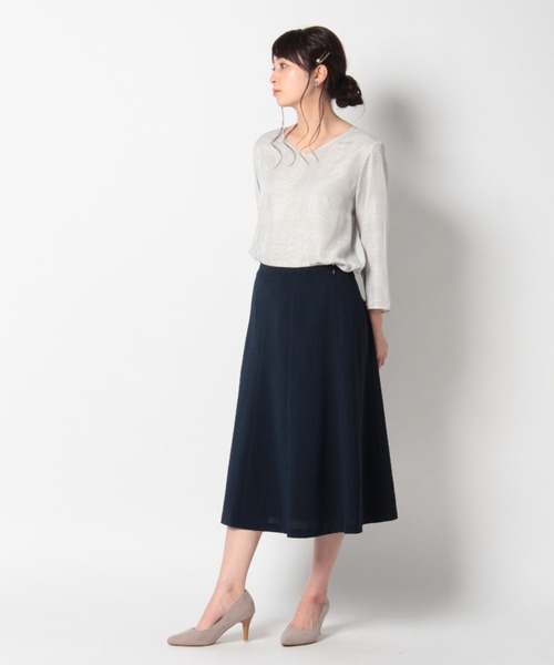 fleur by mint breeze(フルールバイミントブリーズ)の「【M~5L】裾フレア スカート(スカート・レディース・ネイビー/サックスブルー/イエロー・5L/L/3L/LL/M/4L)」の5枚目の写真