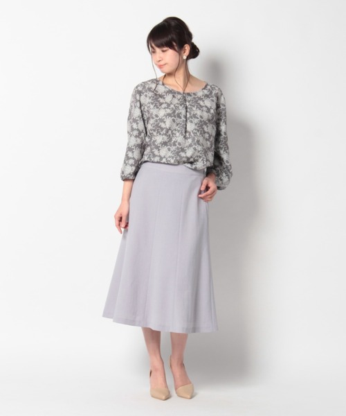 fleur by mint breeze(フルールバイミントブリーズ)の「【M~5L】裾フレア スカート(スカート・レディース・ネイビー/サックスブルー/イエロー・5L/L/3L/LL/M/4L)」の9枚目の写真