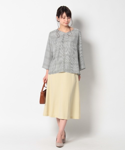 fleur by mint breeze(フルールバイミントブリーズ)の「【M~5L】裾フレア スカート(スカート・レディース・ネイビー/サックスブルー/イエロー・5L/L/3L/LL/M/4L)」の10枚目の写真