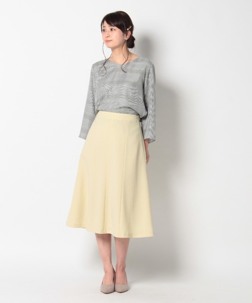 fleur by mint breeze(フルールバイミントブリーズ)の「【M~5L】裾フレア スカート(スカート・レディース・ネイビー/サックスブルー/イエロー・5L/L/3L/LL/M/4L)」の11枚目の写真