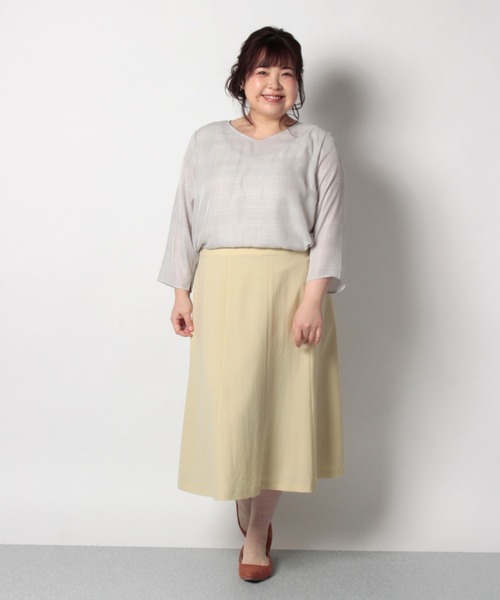fleur by mint breeze(フルールバイミントブリーズ)の「【M~5L】裾フレア スカート(スカート・レディース・ネイビー/サックスブルー/イエロー・5L/L/3L/LL/M/4L)」の14枚目の写真