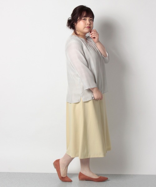 fleur by mint breeze(フルールバイミントブリーズ)の「【M~5L】裾フレア スカート(スカート・レディース・ネイビー/サックスブルー/イエロー・5L/L/3L/LL/M/4L)」の12枚目の写真