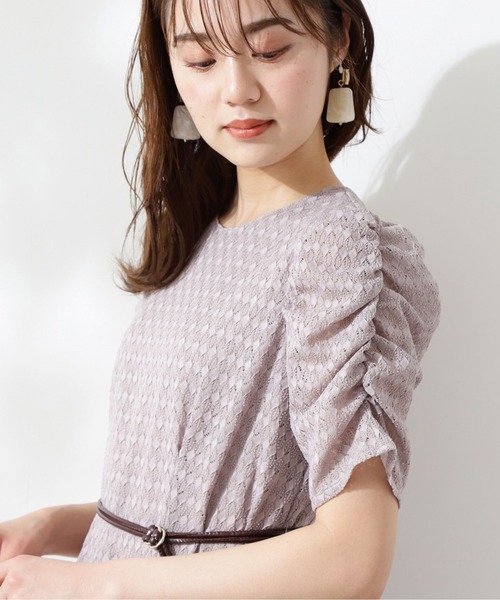 新品タグ付きEDIT COLOGNE ウエストベルト付ジャージーレースワンピース PROPORTION BODY DRESSING（プロポーションボディドレッシング