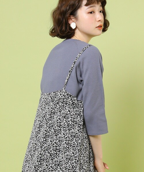 FREAK'S STORE(フリークスストア)の「ワッフル5分袖プルオーバー(Tシャツ/カットソー・レディース・ブラック/その他/ブルーグリーン/ブルー/オフホワイト・フリ-)」の3枚目の写真