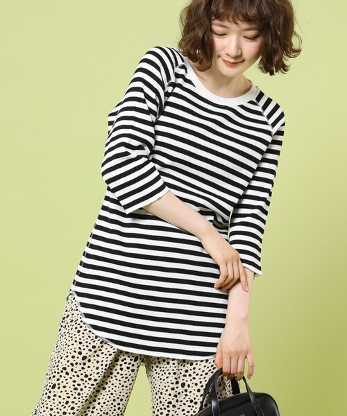 FREAK'S STORE(フリークスストア)の「ワッフル5分袖プルオーバー(Tシャツ/カットソー・レディース・ブラック/その他/ブルーグリーン/ブルー/オフホワイト・フリ-)」の5枚目の写真