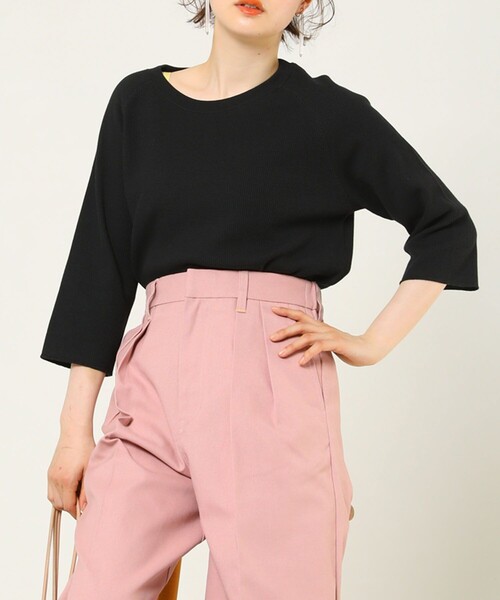 FREAK'S STORE(フリークスストア)の「ワッフル5分袖プルオーバー(Tシャツ/カットソー・レディース・ブラック/その他/ブルーグリーン/ブルー/オフホワイト・フリ-)」の2枚目の写真