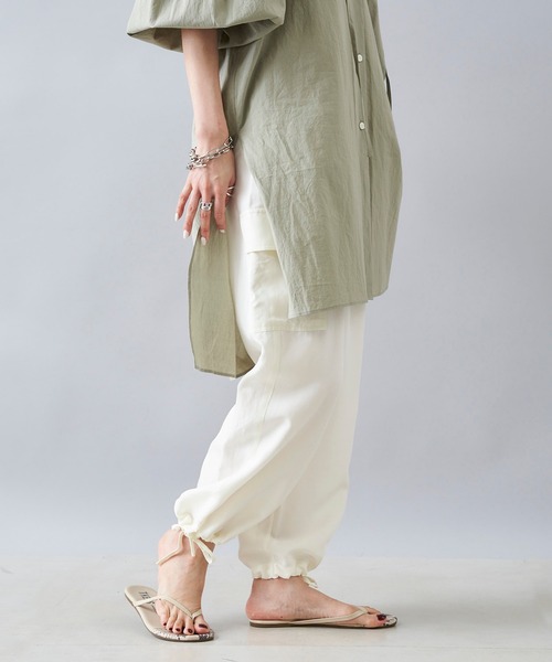 DouDou（ドゥドゥ）の「テンセル混カーゴパンツ（その他パンツ・レディース・カーキ/オフホワイト・FREE）」の2枚目の写真