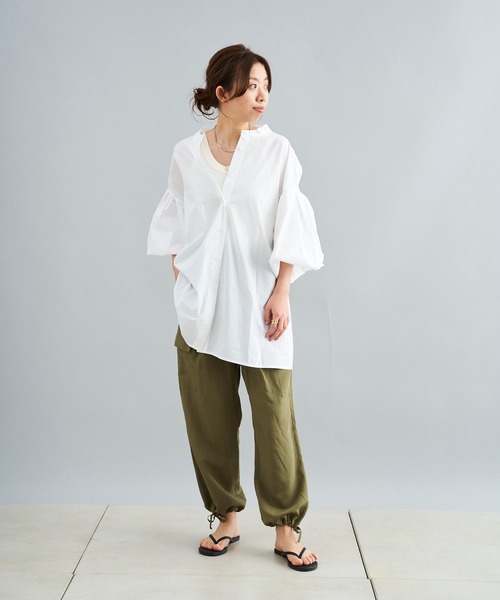 DouDou（ドゥドゥ）の「テンセル混カーゴパンツ（その他パンツ・レディース・カーキ/オフホワイト・FREE）」の3枚目の写真