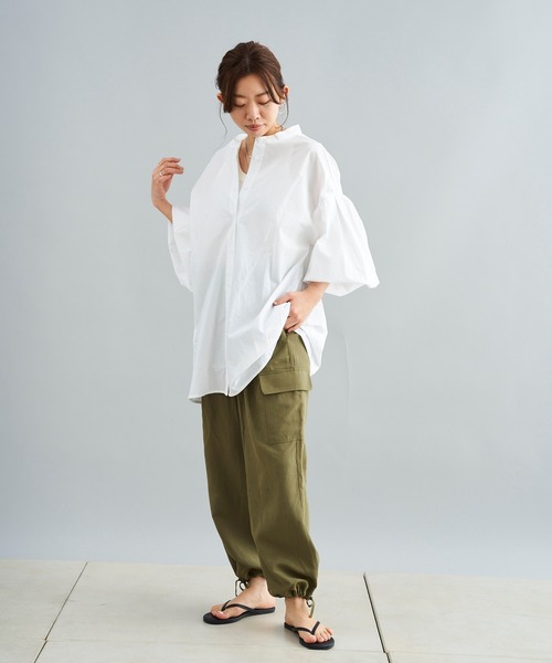 DouDou（ドゥドゥ）の「テンセル混カーゴパンツ（その他パンツ・レディース・カーキ/オフホワイト・FREE）」の11枚目の写真