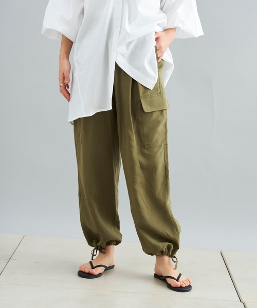 DouDou（ドゥドゥ）の「テンセル混カーゴパンツ（その他パンツ・レディース・カーキ/オフホワイト・FREE）」の8枚目の写真