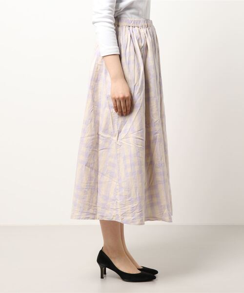 Samansa Mos2(サマンサ モスモス)の「ランダムギンガムフレアスカート(スカート・レディース・パープル/キナリ/ネイビー・フリ-)」の5枚目の写真