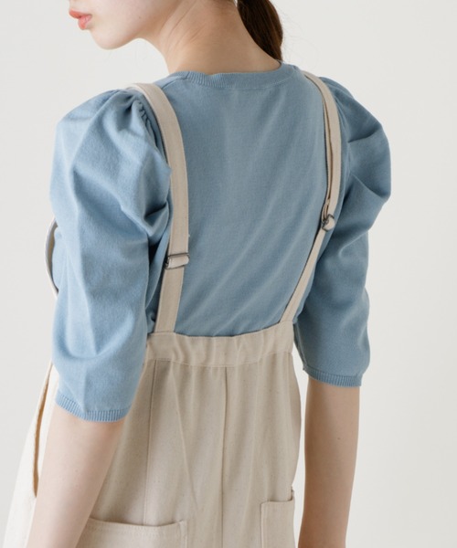 Kastane(カスタネ)の「パフニット5分袖Tee(ニット/セーター・レディース・ブルー系その他/オレンジ/アイボリー/イエロー/ブラック・FREE)」の4枚目の写真